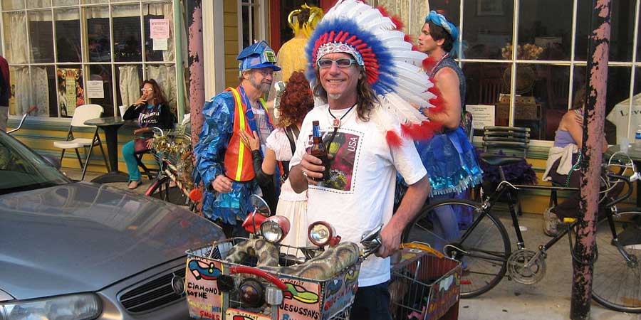 white man with native headdress